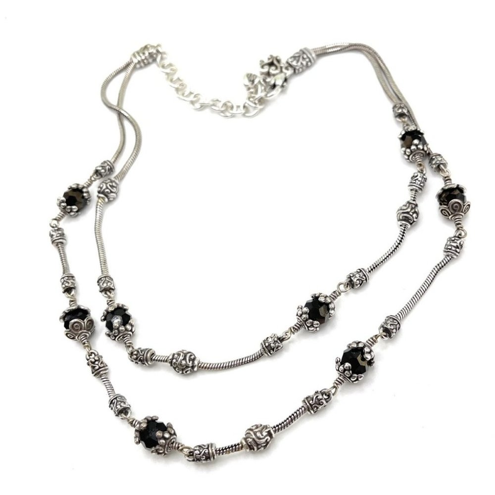 Brighton 2-strand silver-plated Beaded Necklace, 18” length, lobster clasp